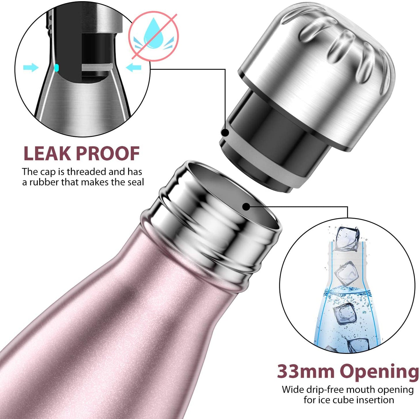 American CEO - 17oz Stainless Steel Water Bottle - White