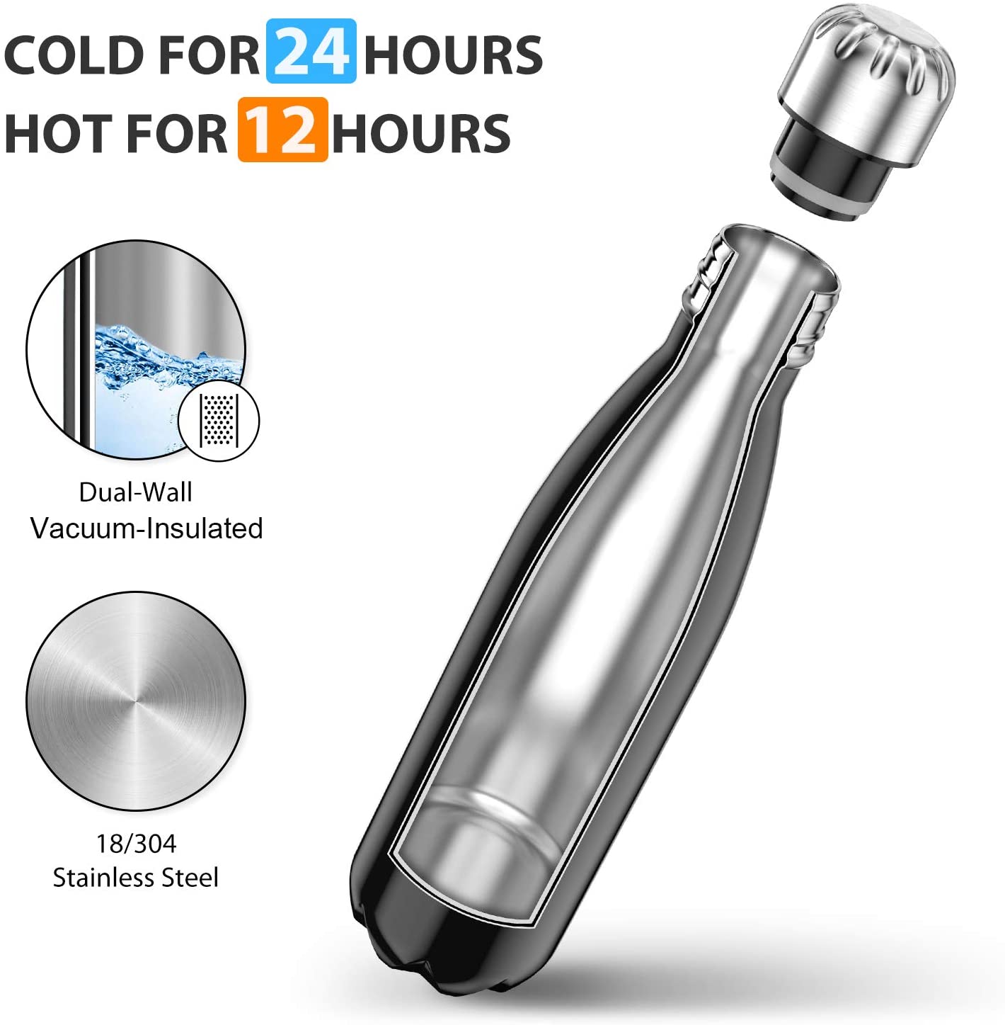 American CEO - 17oz Stainless Steel Water Bottle - White